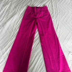 J Crew Lizzy High-Waist Wide Leg Pants in Bright Fuchsia